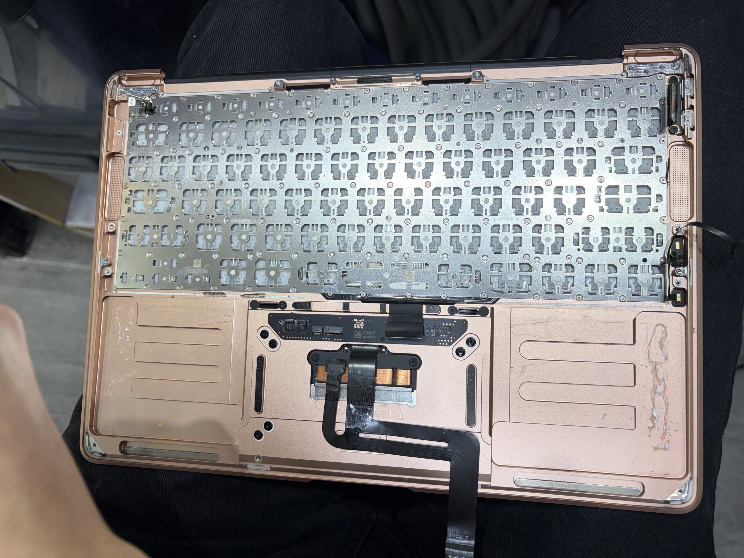 MacBook Air A2179 內部拆解，已卸下散熱風扇及主機板